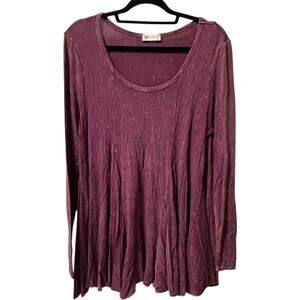 Altar’d State Purple Washed Long Sleeve Tunic Top Women’s L Scoop Neck Flowy